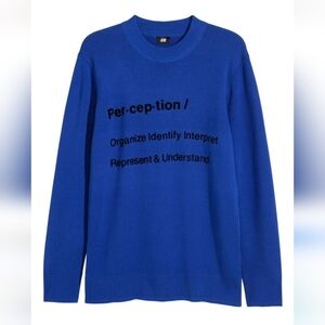ROYAL BLUE H&M PERCEPTION QUOTE DEFINITION SWEATER XL